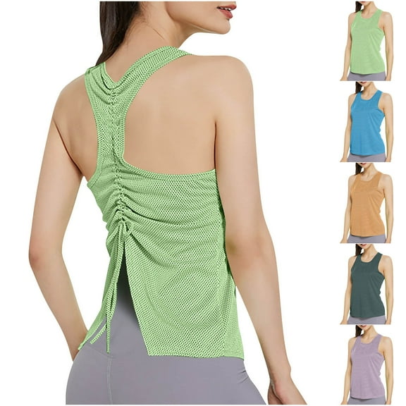 Bovxnpu Womens Plus Size Tops, Workout Tops for Women Racerback Basic Tank Sleeveless Tops S