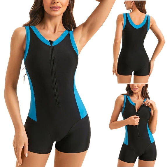 Bovxnpu Womens Rashguard One Piece Swimsuits Athletic Training Surfing Swimsuit, Women's Bathing Suits Swimwear Women Splicing Swimsuits Casual Piece Swimsuit Ladies Summer Swimwear Beach Vacation