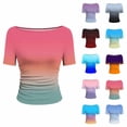 thumbnail image 1 of Bovxnpu Womens Short Sleeve T Shirts Printed T-Shirt Short Sleeve Crew Neck Ruched Side Slim Tops Summer Tops, 1 of 8