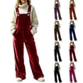thumbnail image 1 of Bovxnpu Womens Velvet Overalls Wide Leg Bib Overall Jumpsuits Suspender Cargo Winter Casual Pants, 1 of 8