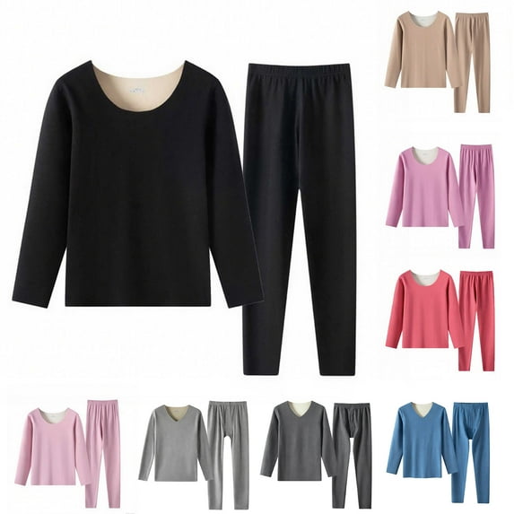 BovxnpuPajamas for Women Set Loungewear Set,Women's Thermal Underwear Women' s Fleece Sleepwear 2 Piece Pajamas Set Warm Loungewear