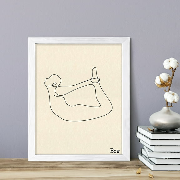 Bow, 11 x 14 White FRAMED Print Yoga Wall Art