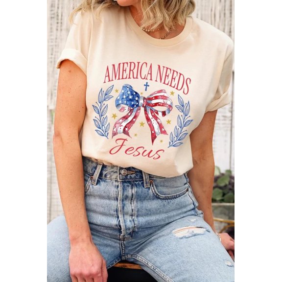 Bow America Needs Jesus Graphic T Shirts