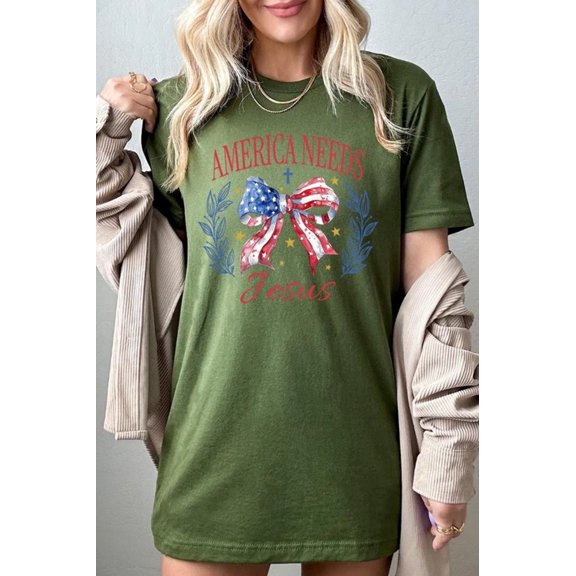 Bow America Needs Jesus Graphic T Shirts