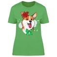 thumbnail image 1 of Bow And Christmas Flower Corgi T-Shirt Women -Image by Shutterstock, Female Small, 1 of 2