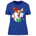 thumbnail image 1 of Bow And Christmas Flower Corgi T-Shirt Women -Image by Shutterstock, Female x-Large, 1 of 2