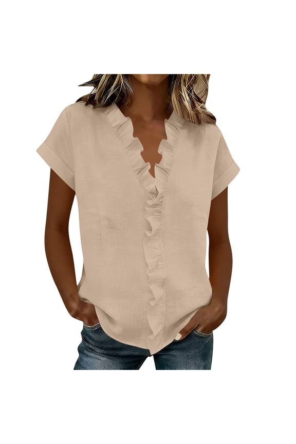 Bow Back Ruffled Flutter Sleeve Top Women's Square Neck Solid Casual Blouse Breathable Shirt Suitable for Multiple Occasions from Daily to Vacation