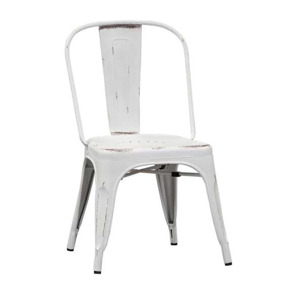 Liberty Furniture Industies, INC Vintage Series Bow Back Side Chair - Antique White in Distressed Metal