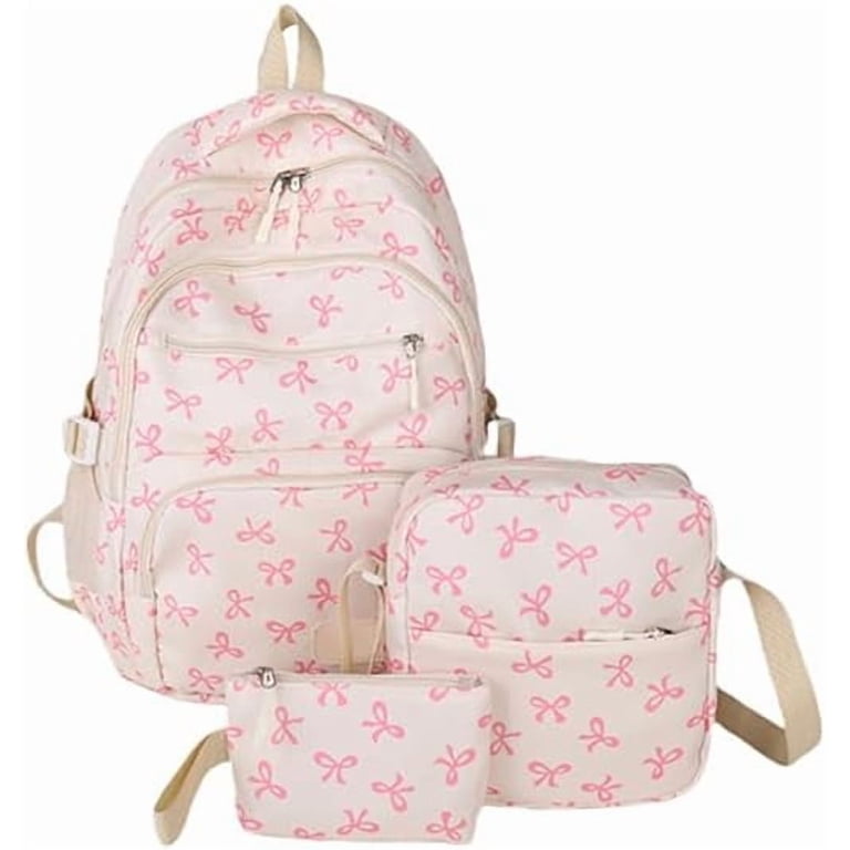 Bow Backpack 3Pcs Set Coquette Nylon Backpack Cute College Laptop Rucksack  for Women Fashion Travel Daypack - Walmart.com