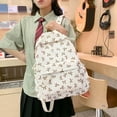 thumbnail image 1 of Bow Backpack,Back To School Backpack,Bow Backpack, Coquette Aesthetic Nylon Rucksack Cute Kawaii Back Pack with Bow Pattern (Khaki), 1 of 8