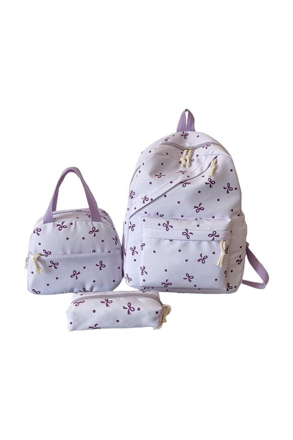 Bow Backpack，Bow Backpack Set Bow Print Backpack Preppy Backpack Cute Backpacks Cute Kawaii Backpack Set Sweet Style Bow Shoulder Backpack Cute Bow Decor Casual Daypack