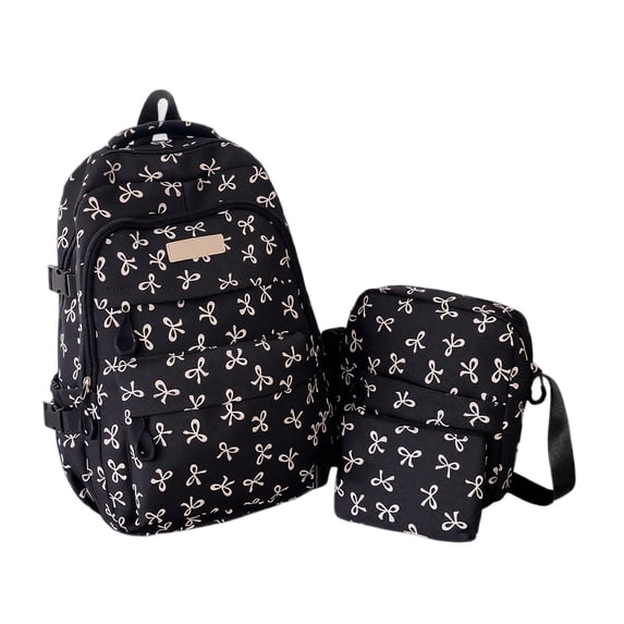 Bow Backpack, Coquette Backpack for Women, Bow Shoulder Bag 3PCS Set, Cute Large Capacity Versatile Rucksack
