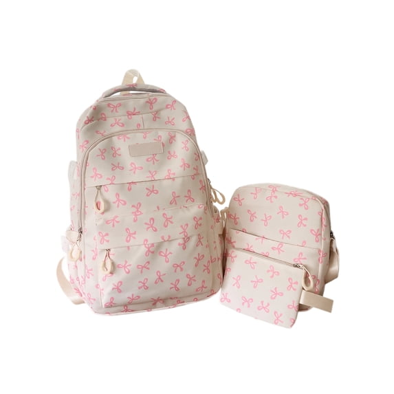 Bow Backpack, Coquette Backpack for Women, Bow Shoulder Bag 3PCS Set, Cute Large Capacity Versatile Rucksack