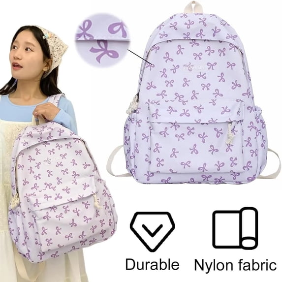 Bow Backpack - Cute Kawaii Backpack Set Aesthetic Daypack Bow Rucksack