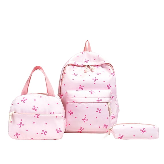 Bow Backpack,Cute Kawaii Backpack Set,Backpack for School Kids,Cute Backpacks for Girls,Elementary Lightweight Backpack with Lunch Box Pencil Case 3 in 1 (Pink Bow)