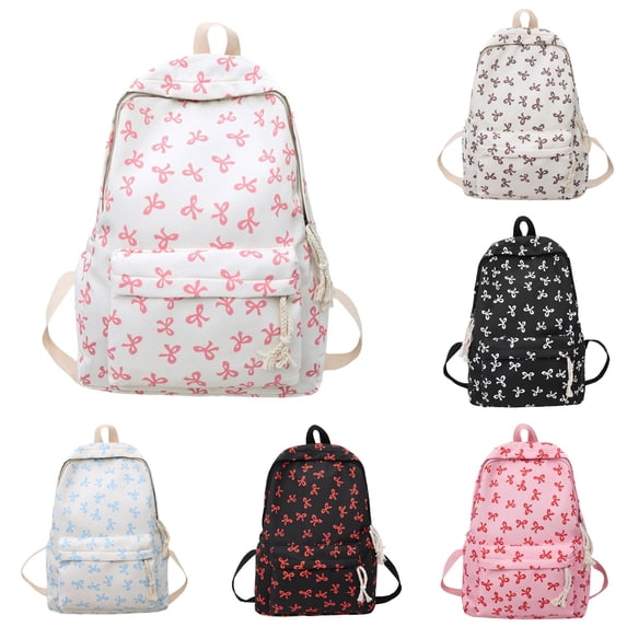 Bow Backpack Cute Girly Lightweight Daypack for College School Travel Daily Bookbag Campus Library Study Sessions Weekend Trips