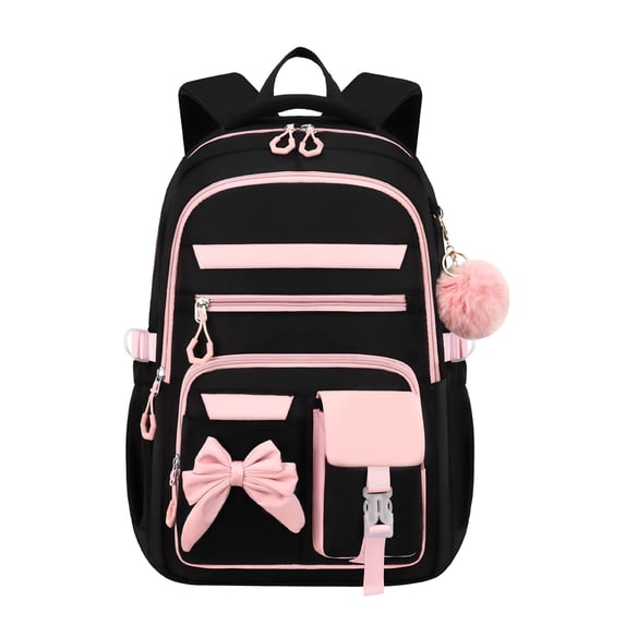 Bow Backpack for Girls School Bag Kids Backpack with Lunch Box Pencil Case Elementary Backpacks