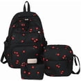 thumbnail image 1 of Bow Backpack for Women 3Pcs Set Kawaii Coquette Nylon Backpack Cute College Laptop Rucksack Fashion Travel Daypack 2025 New (Black Cherry), 1 of 12