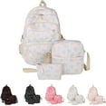 thumbnail image 1 of Bow Backpack for Women, Aesthetic Nylon Backpack , Cute College Laptop Rucksack 3Pcs Set With Bow Pattern, 1 of 7