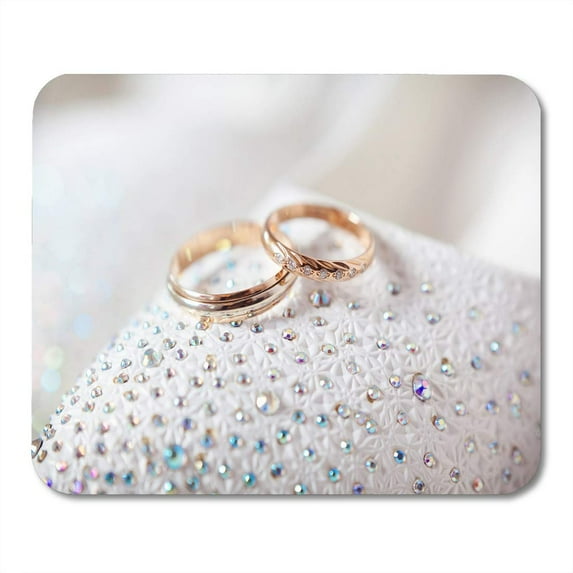 Bow Band Gold Wedding Rings on White Bearer Bridal Mousepad Mouse Pad Mouse Mat 9x10 inch