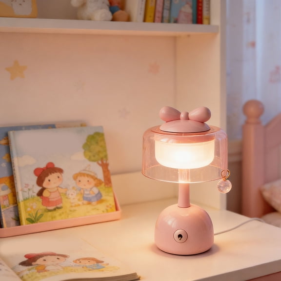 Bow Bar Light – USB Rechargeable LED Retro Desk Night Light Cute Bow Shaped Table Lamp For Bedroom & Decoration,USB Rechargeable Warm Eye-Friendly Glow Portable Cool to Touch,Pink,3.8x6.5"