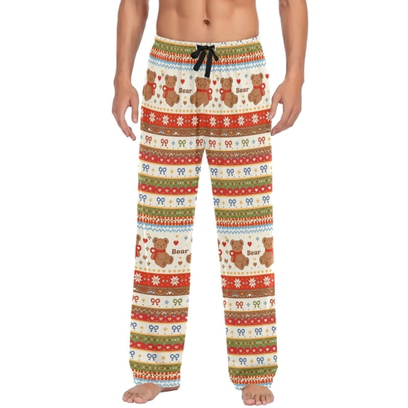Bow Bear Men's Pajama Pants Lightweight Pjs Bottoms Sleepwear Bottom Pants with Pocket Drawstring