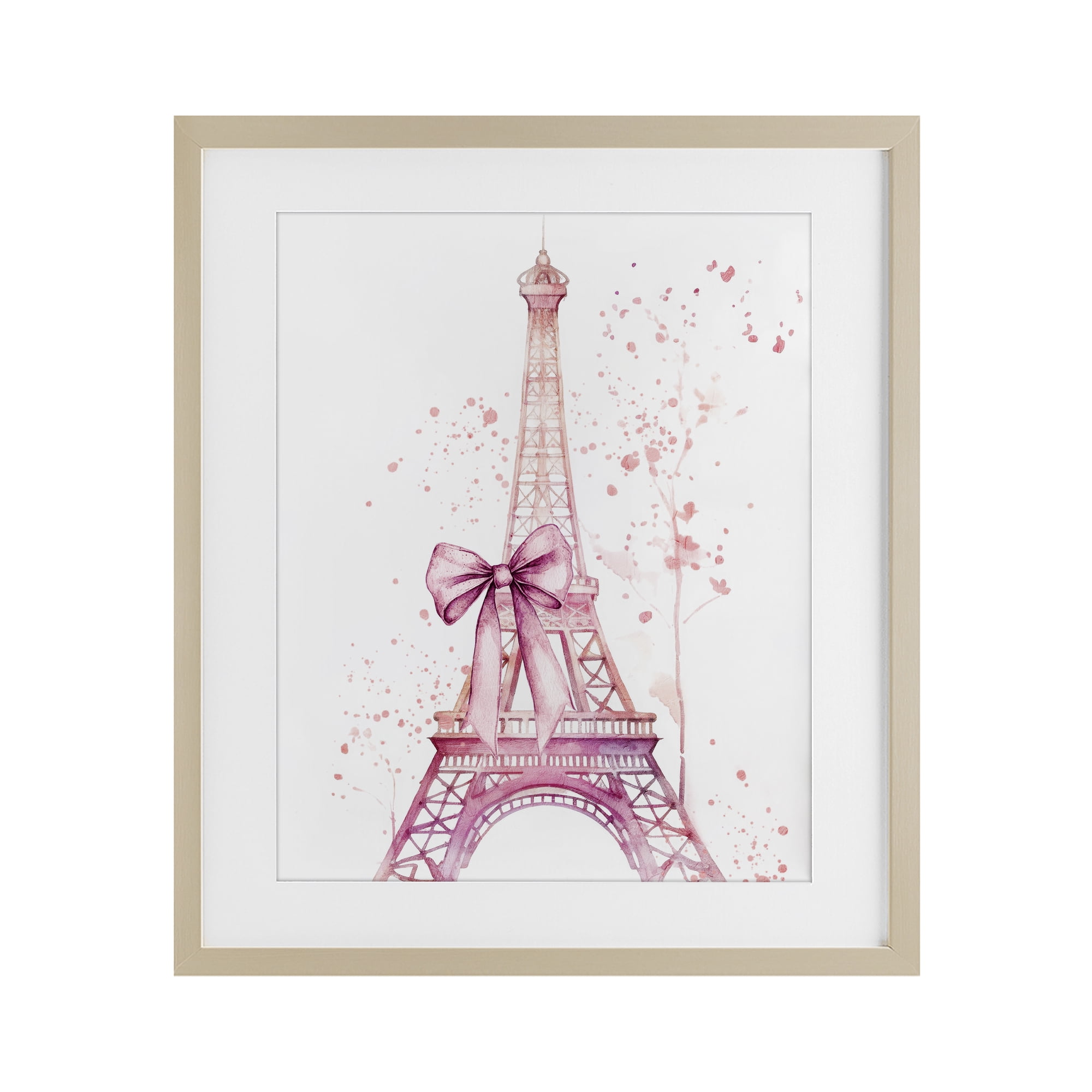 Bow Bedecked Paris Tower Birch Framed Print Under Glass, design by Kim Allen