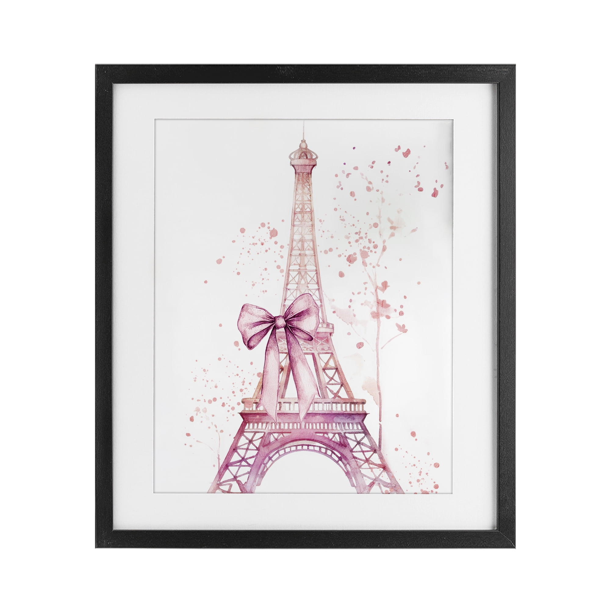 Bow Bedecked Paris Tower Black Framed Print Under Glass, design by Kim Allen