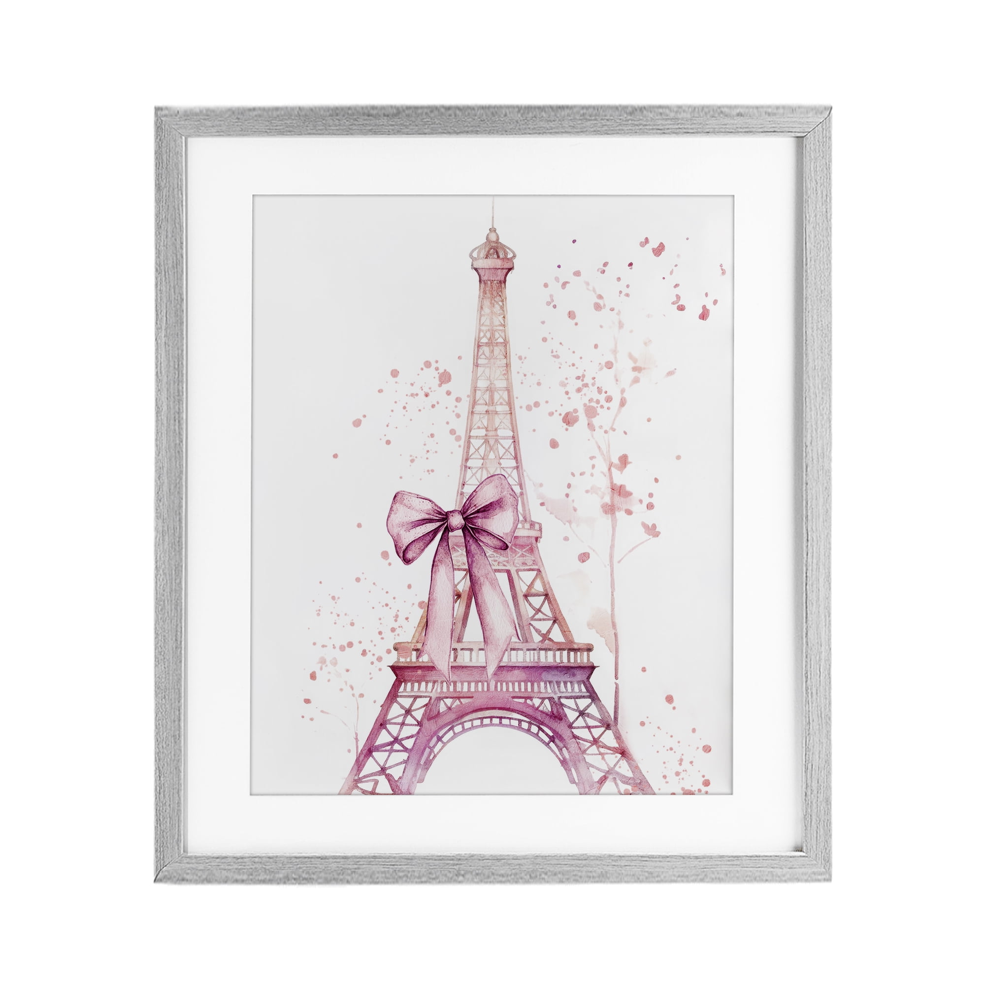 Bow Bedecked Paris Tower Gray Framed Print Under Glass, design by Kim Allen
