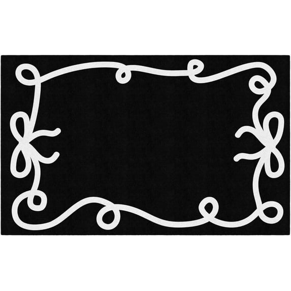 Bow Border Black Classroom Rug Non Slip Area Rug for Classroom Carpet Comfort Rug Large Rug for Teaching Playroom, 5x7 Ft - Black