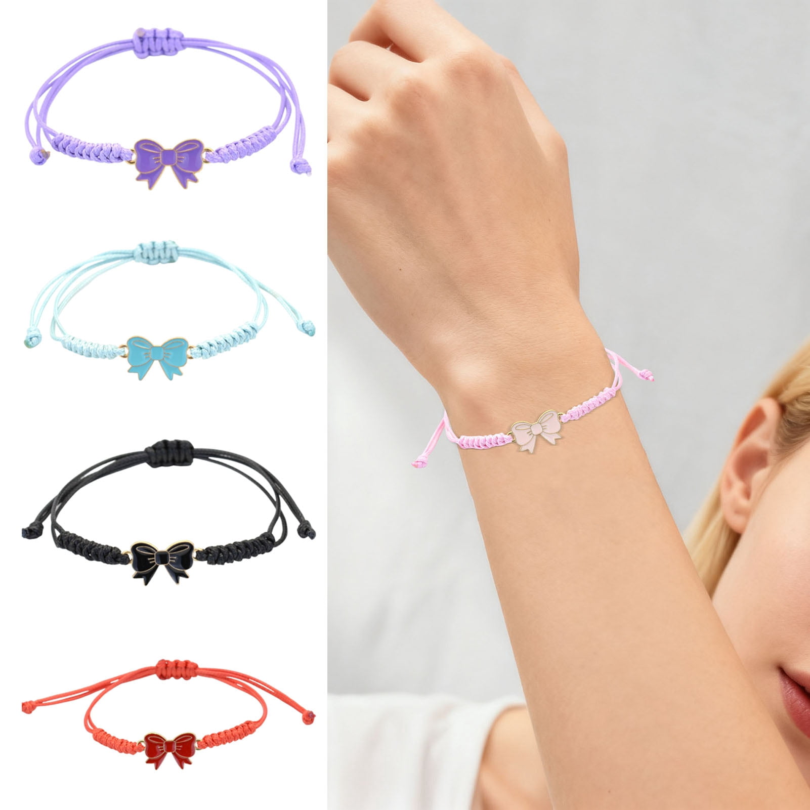 String Rope Bracelets Bow Braided Bracelet Adjustable String Rope Bracelet Handcrafted ...