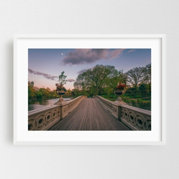 Bow Bridge, Central Park - Manhattan New York Photography White Framed Wall Art Print 12 x 18 inches