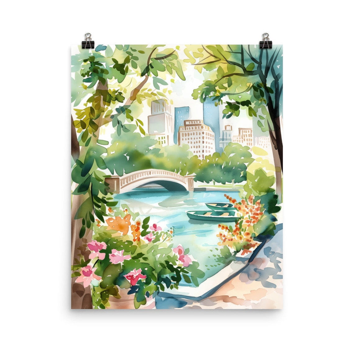 Bow Bridge Central Park Wall Art Print, Manhattan Landmark And New York ...
