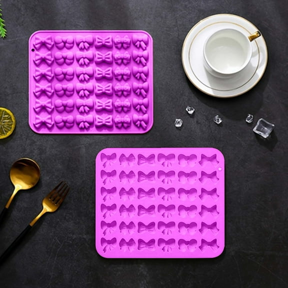Bow Chocolate Mold Silicone, 36 Cavities Fondant Molds for Gummies Cookies Fruit Snacks Cupcake Decor, Non-Stick For DIY Homemade Treats Mold, Mini Bowknot, Candy, Sugar, Biscuit, Cookie Decorating