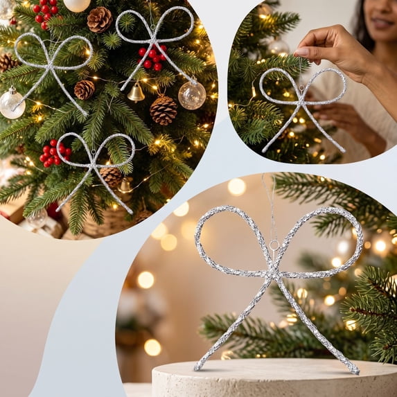 Bow Christmas Tree Pendant Iron Christmas Decoration With Rhinestones