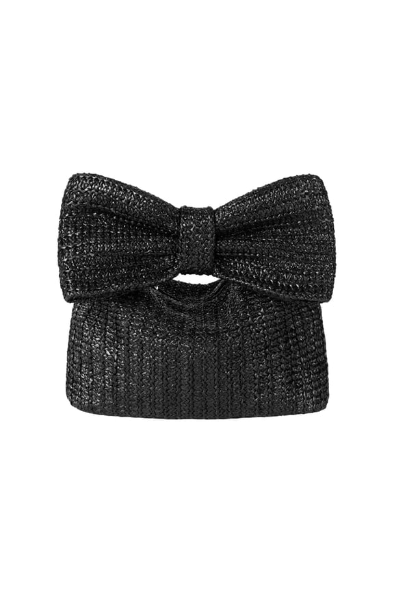 Bow Clutch Purses for Women Summer Woven Rattan Handbags Wicker Beach Tote Bag 2025