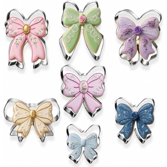 Bow Cookie Cutter Set-7 Piece-2.2" to 4.0"-Dishwasher Safe - Metal Cookie Cutter for Baking - Perfect for Baby Shower, Birthday, Wedding, and Graduation Cookies