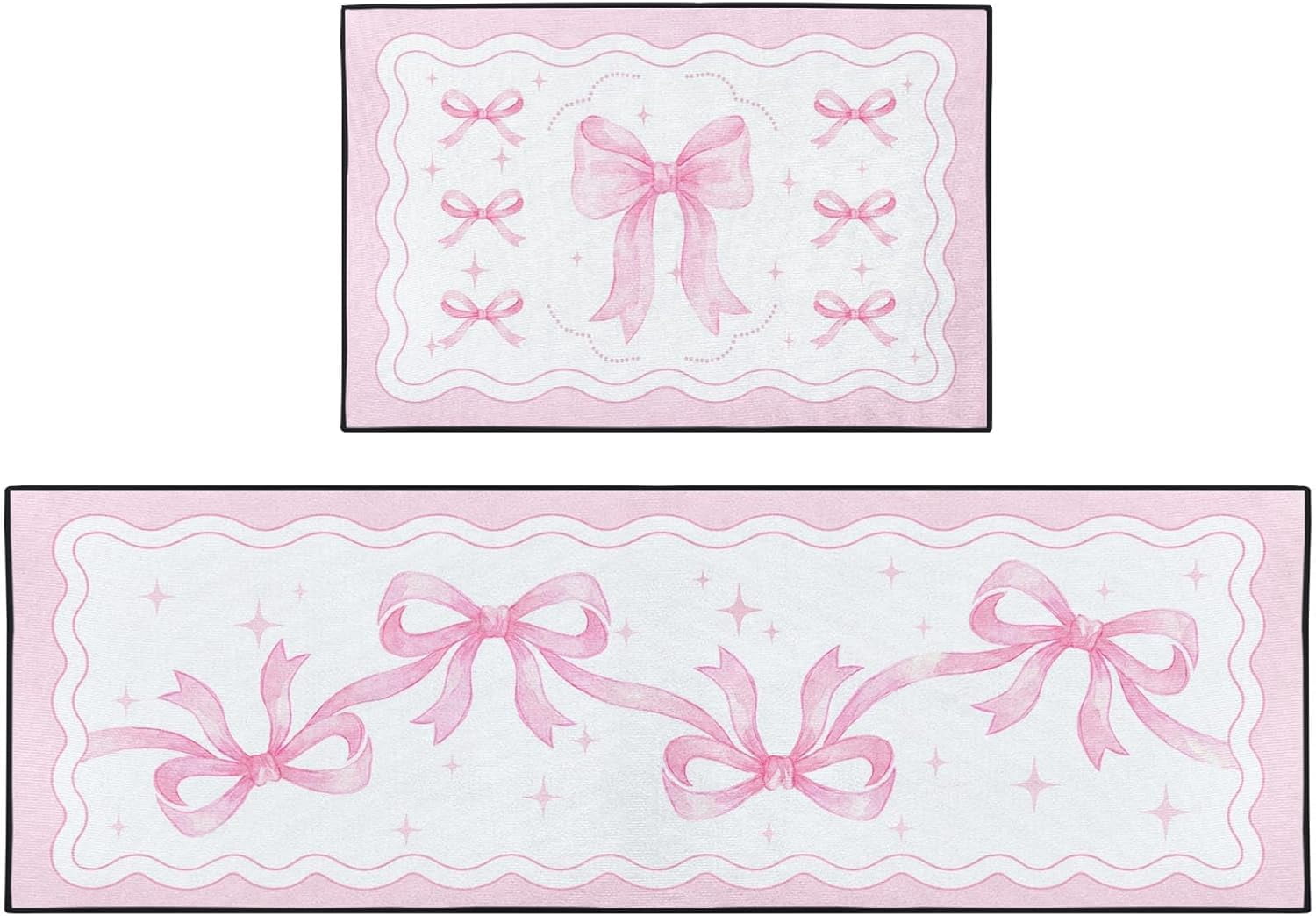 Gily Rug Bow Coquette Pink Kitchen Rugs and Mats Non Skid Washable Set of 2 ...