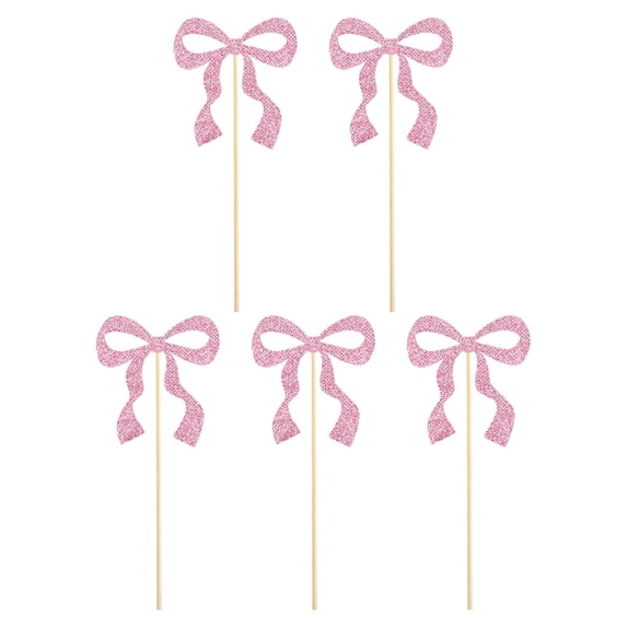 Bow Cupcake Toppers, Bowknot Cake Picks for Birthday and Wedding Decor, Satin Ribbon Dessert Garnishes for Cupcakes Cookies and Party Treats