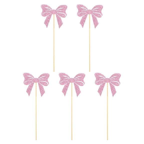 Bow Cupcake Toppers, Bowknot Cake Picks for Wedding and Birthday Party, Satin Ribbon Dessert Decor for Cupcakes Cookies and Celebration Treats