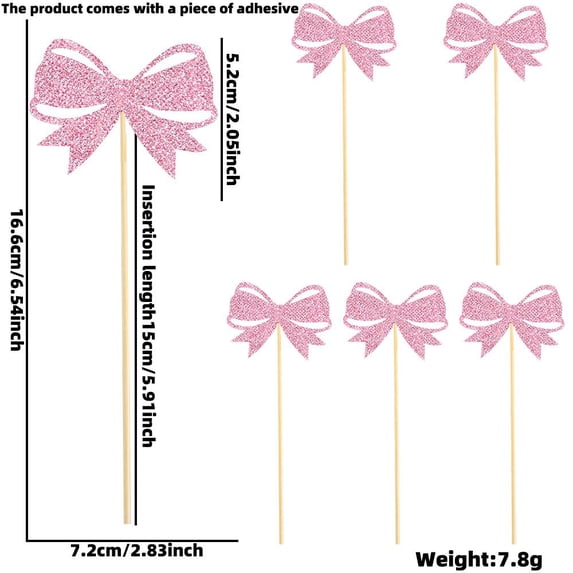 Bow Cupcake Toppers No DIY Required, Satin Ribbon Cake Picks for Birthday Wedding Engagement Party, Edible-Safe Dessert Decor for Muffins Cookies Ice Cream Display