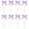 Bow Cupcake Toppers and Picks - 8-Pack Decorative Cake Toppers for Wedding Bridal and Birthday Parties