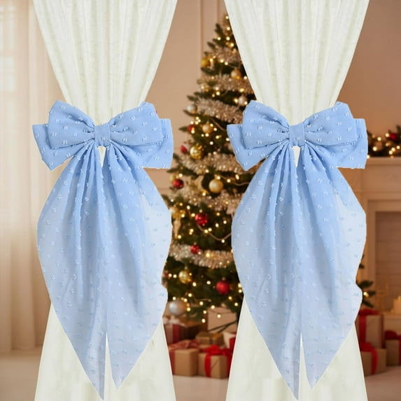 Bow Curtain Tiebacks with Bowknots | Set of 1 | Holiday Wedding Party Decorations for Home | 7.48x15.75 Inches | Pink Red Blue Green Yellow Beige Coffee Purple