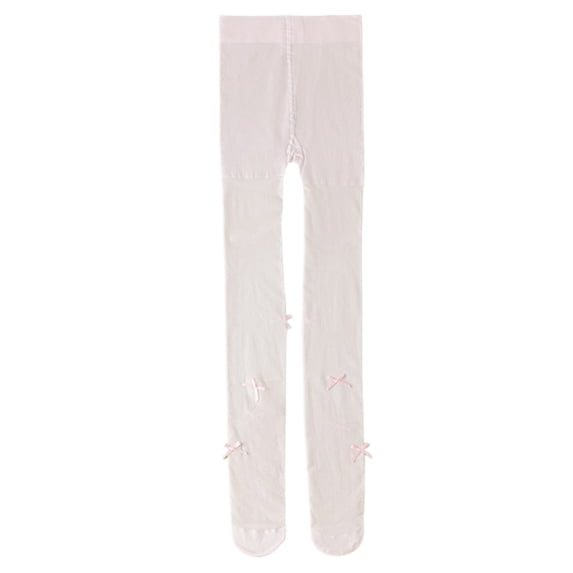 Bow Decor Ballet Tights for Girls Breathable Dance Tights Footed Leggings Kids Soft Pantyhose Stockings Pink
