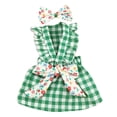 thumbnail image 1 of Bow Decor Dog Plaid Dress Set - 1 Set, Ruffled Sleeves, Summer Cat Dress with Headdress, Pet Supplies, 1 of 8