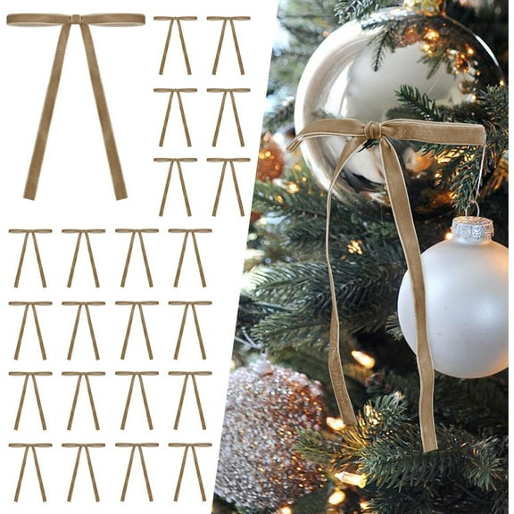 Bow Decor Velvet Christmas Tree Bows Decoration for Home Wedding Outdoor Indoor 24pcs（5×7 In）