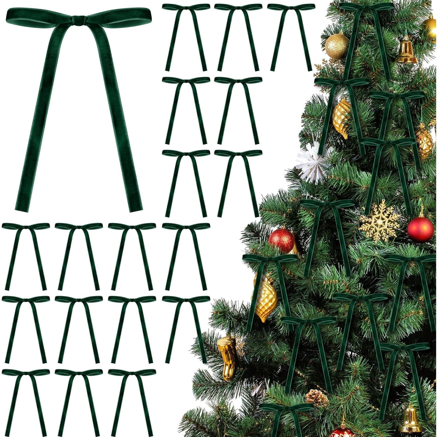 Bow Decor Velvet Christmas Tree Bows Decoration for Home Wedding ...