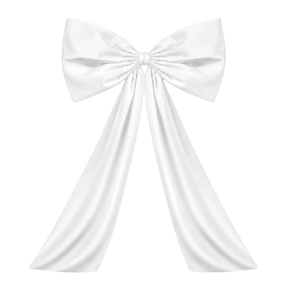 Bow Decoration Large Bow for Christmas Tree, 24x32 in Giant Satin Ribbon Tie, Big Bow Wall Hanging for Room, Christmas Birthday Party Backdrop, Wedding Bridal Shower, Valentines Day Decor (White)