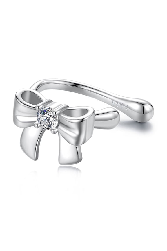 Bow Design Moissanite Ear Cuffs 925 Sterling Silver Lab-Created Diamond Alternative Jewelry for Women Men