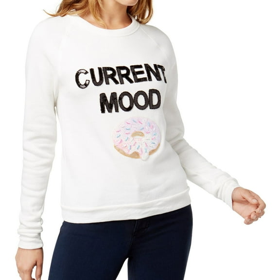 Bow & Drape Womens Current Mood Sweatshirt, White, Medium